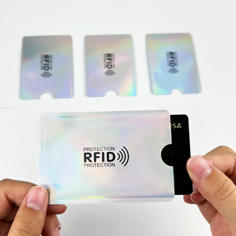Cross-border laser rfid card case anti-scanning anti-degaussing anti-theft brush NFC bank ID card aluminum foil shielding card case
