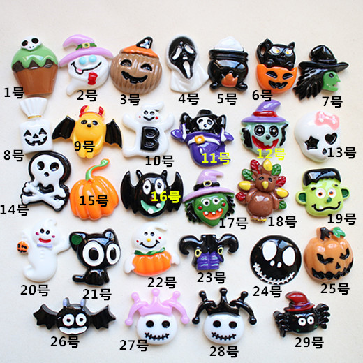 New Halloween Vampire Ghost Pumpkin Bat Resin Accessories DIY Halloween Hairpin Hairband Ring Accessories