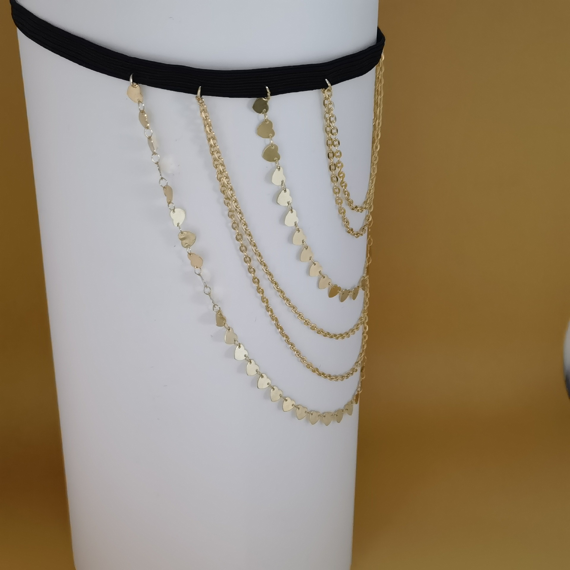 Europe and the United States cross-border jewelry sexy flash diamond elastic belt thigh chain women's personality sweet cool pearl chain beach leg ornaments