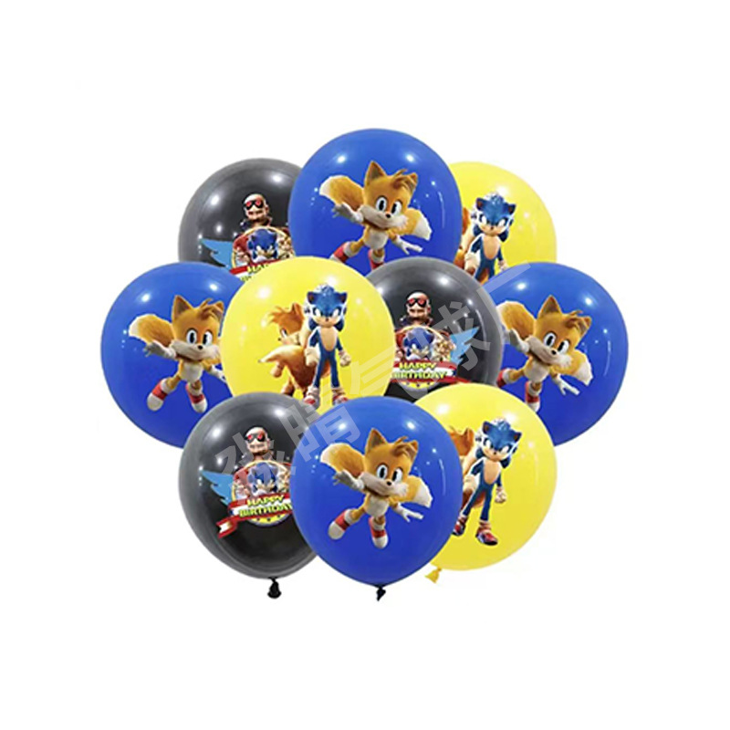 Wholesale Cartoon Balloons Sonic the Hedgehog Theme Birthday Party Balloon Decoration 12inch Cartoon Balloon Set