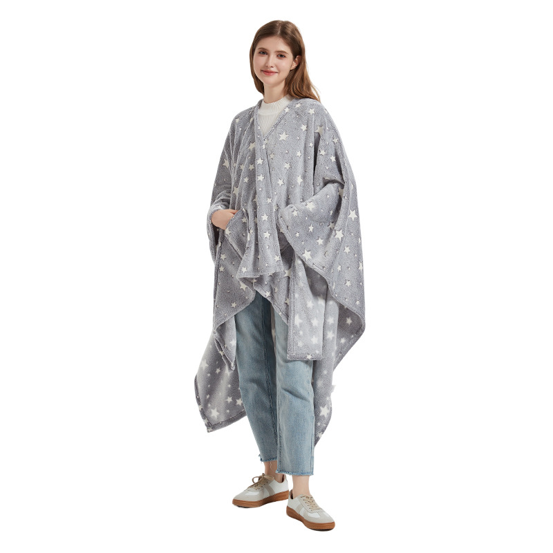 Holiday Gift Wearable Blanket 2025 Foreign Trade Merchants Super Custom logo Shawl Cover Blanket Luminous Stars Blanket