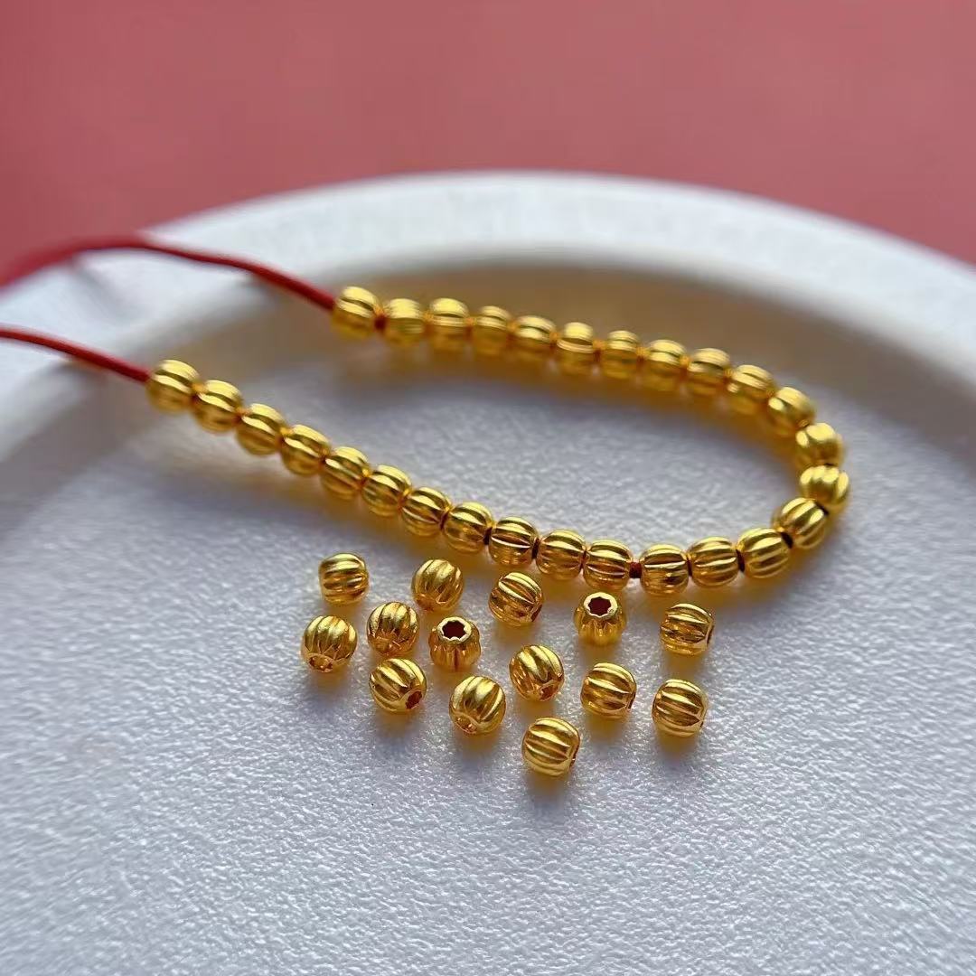 18K золотые тыквенные бусины Au750, аксессуары для DIY, оптовая продажа