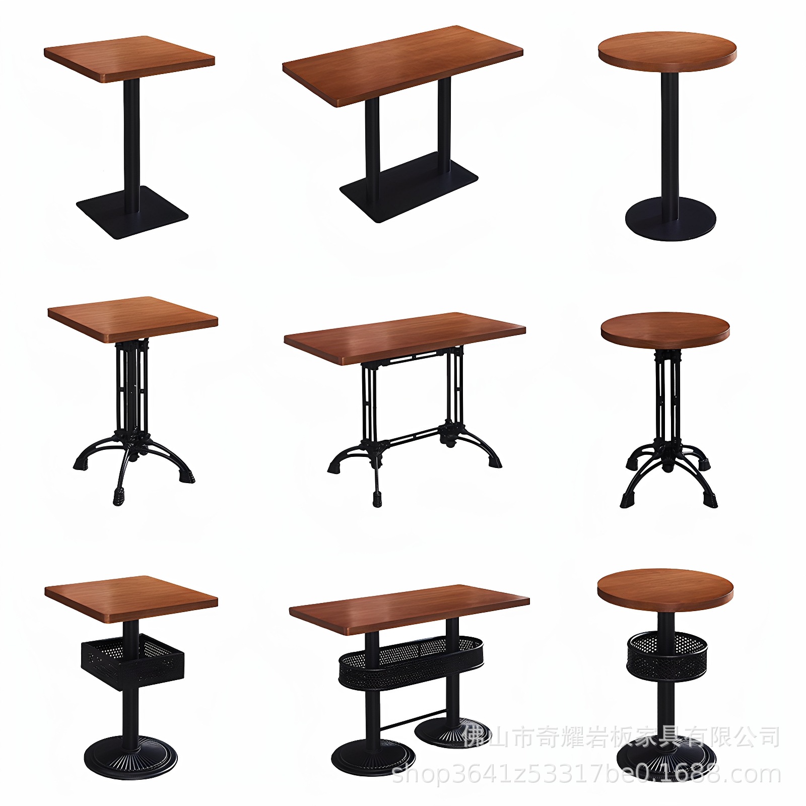 Solid Wood Restaurant Tables, Commercial Economical Snack Noodle Shop, Cafe, Milk Tea Shop, Small Round Square Table