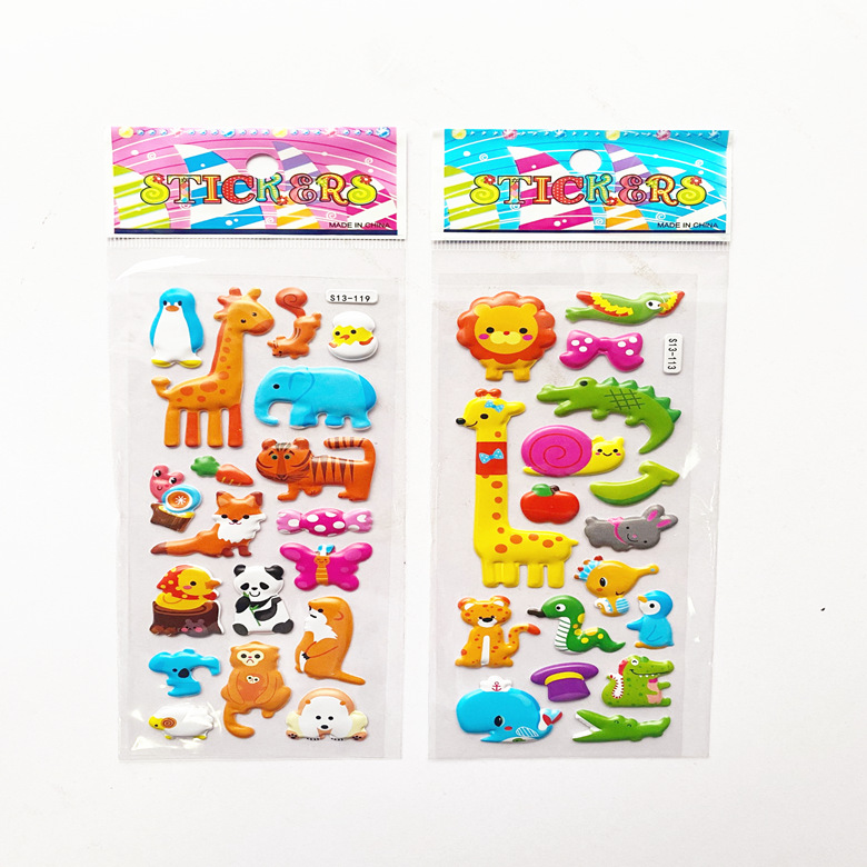 New Hydraulic Concave and Convex Animal Series Stickers Cute Dress-Up Stereo Cartoon Foam Stickers for Boys and Girls Reward Stickers