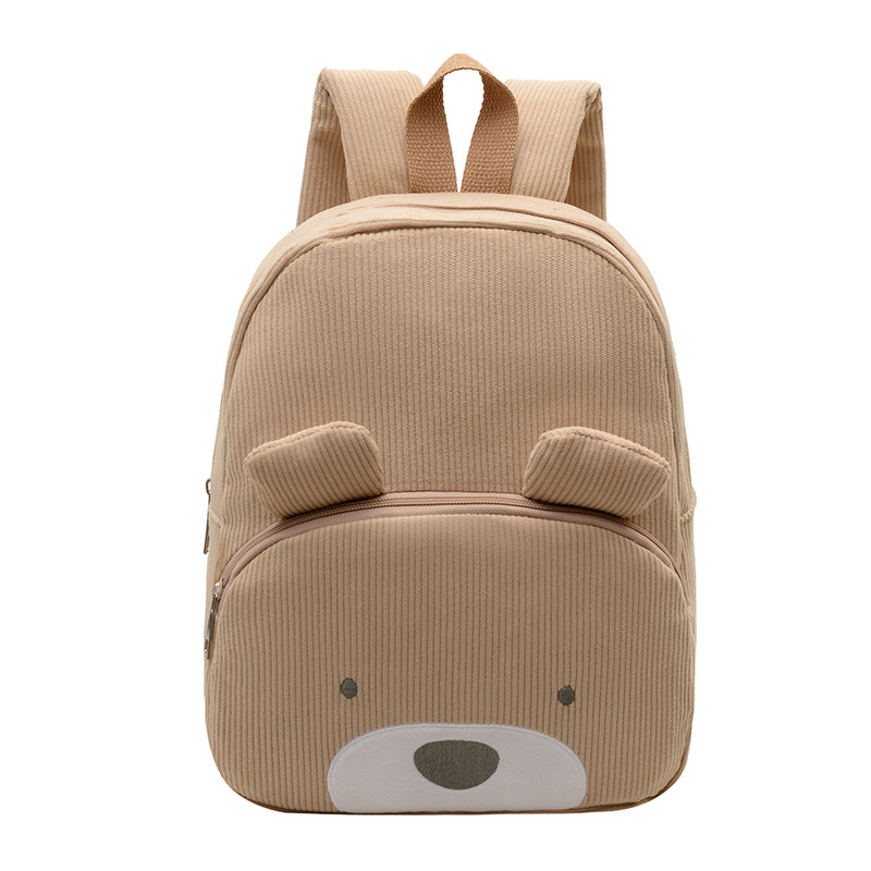 Customized Export Personalized Embroidery Cute Bear Backpack Corduroy Student School Bag Large Capacity Backpack Cartoon