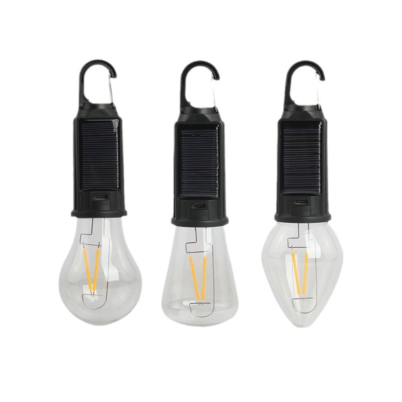 Cross Border Rechargeable Outdoor Retro Camping Light LED Tungsten Tent Light Emergency Bulb Light New Solar Camping Light