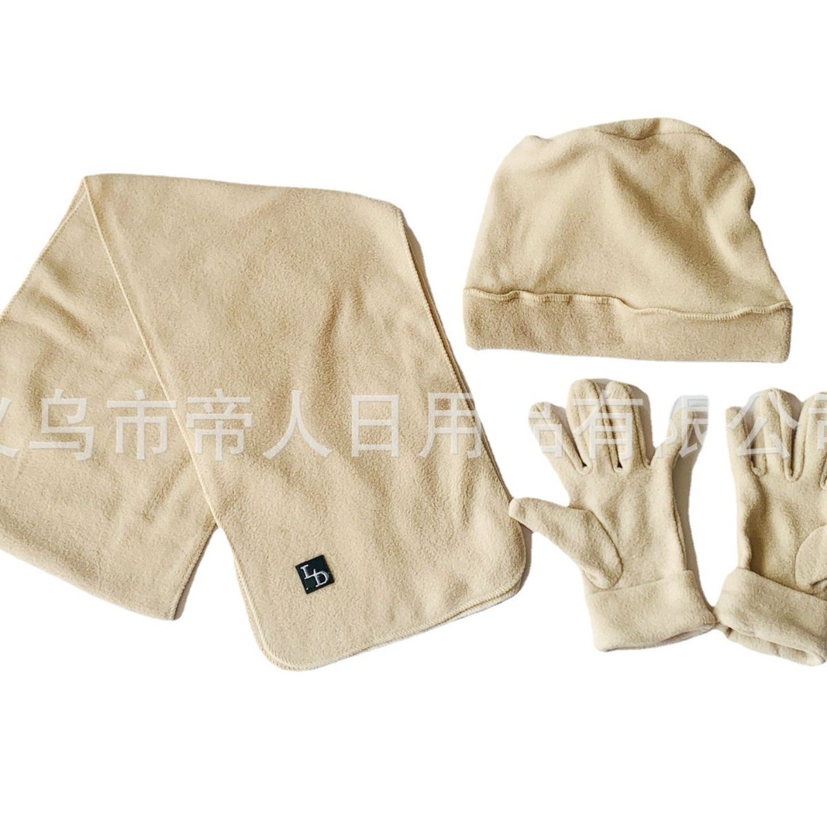 Manufacturer Specializes in Customizing and Producing Polar Fleece Hats, Scarves, Gloves, Winter Warm Embroidered Three-Piece Set Factory