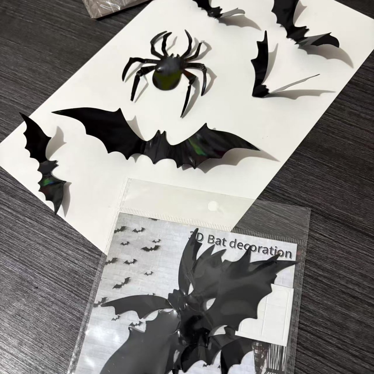 Halloween Bat 3d Stickers Site Layout Black Bat Spider Holiday Decoration small size Large Bat