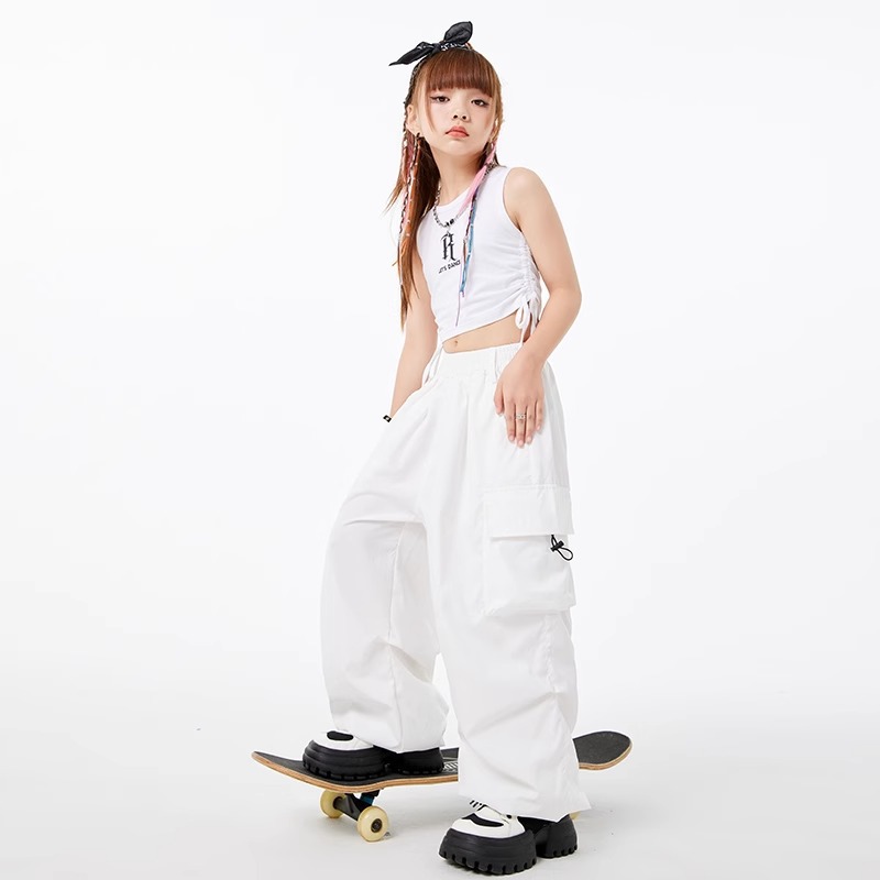 Girls' Jazz Dance Costume Coil Pants Performance Clothes suit Summer Children's Hip-hop Jazz Costume