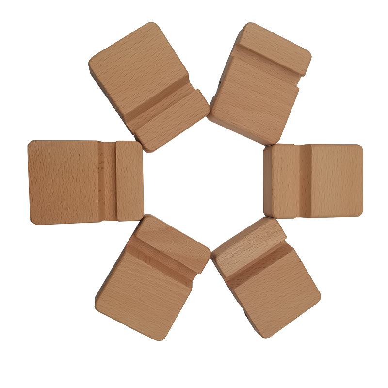 Beech Wood Mobile Phone Holder Tablet Base Beech Black Walnut Single and Double Slot Mobile Phone Holder Supports Logo Printing