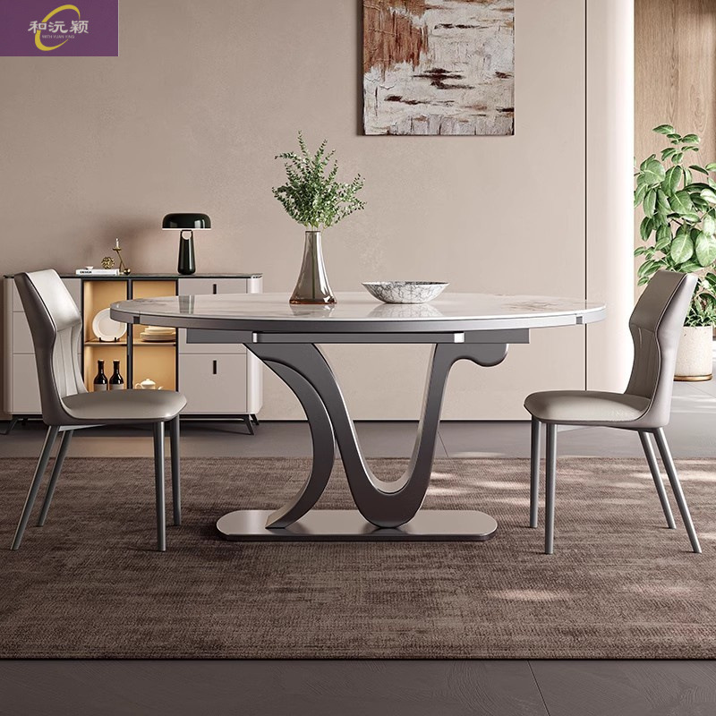 Телескопический складной обеденный стол из каменной плиты с индукционной плитой, квадратный и круглый, для небольших квартир