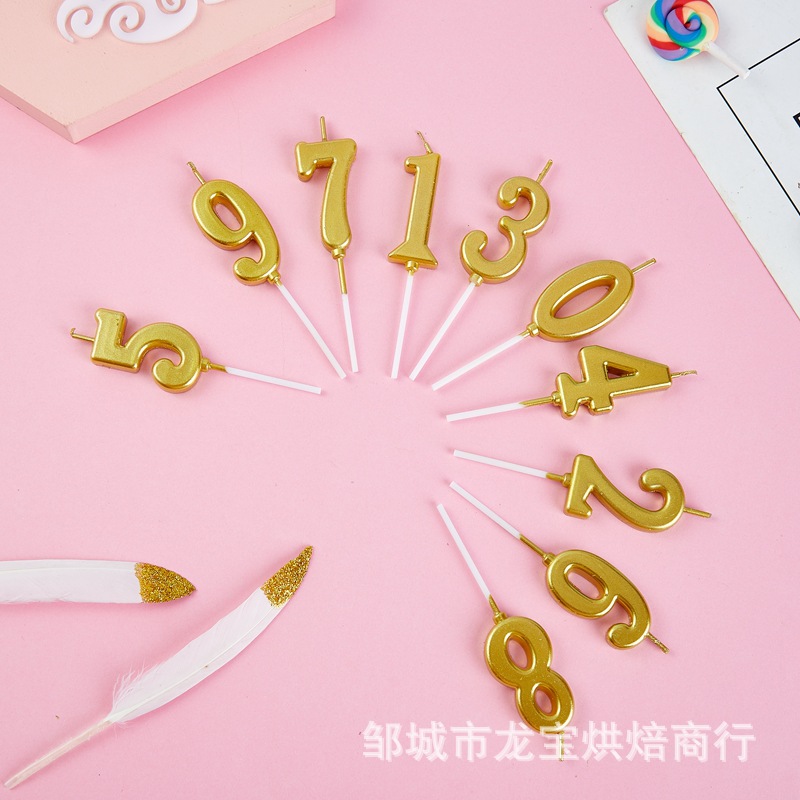 Digital Candle Cake Candle Happy Birthday Candle Party Candle Golden Digital Wax