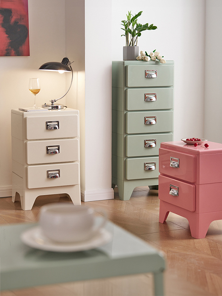Японский стиль, ретро тумбочка с тремя ящиками, прикроватная тумбочка, боковой шкаф, хранение с ручками, стиль Инс