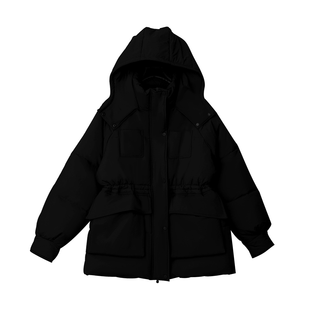 Y881 Slightly Fat Large Size Korean Style Commuting Style Thickened Warm Cotton Jacket Winter Jacket Temperament Solid Color Cotton Jacket-Bfd