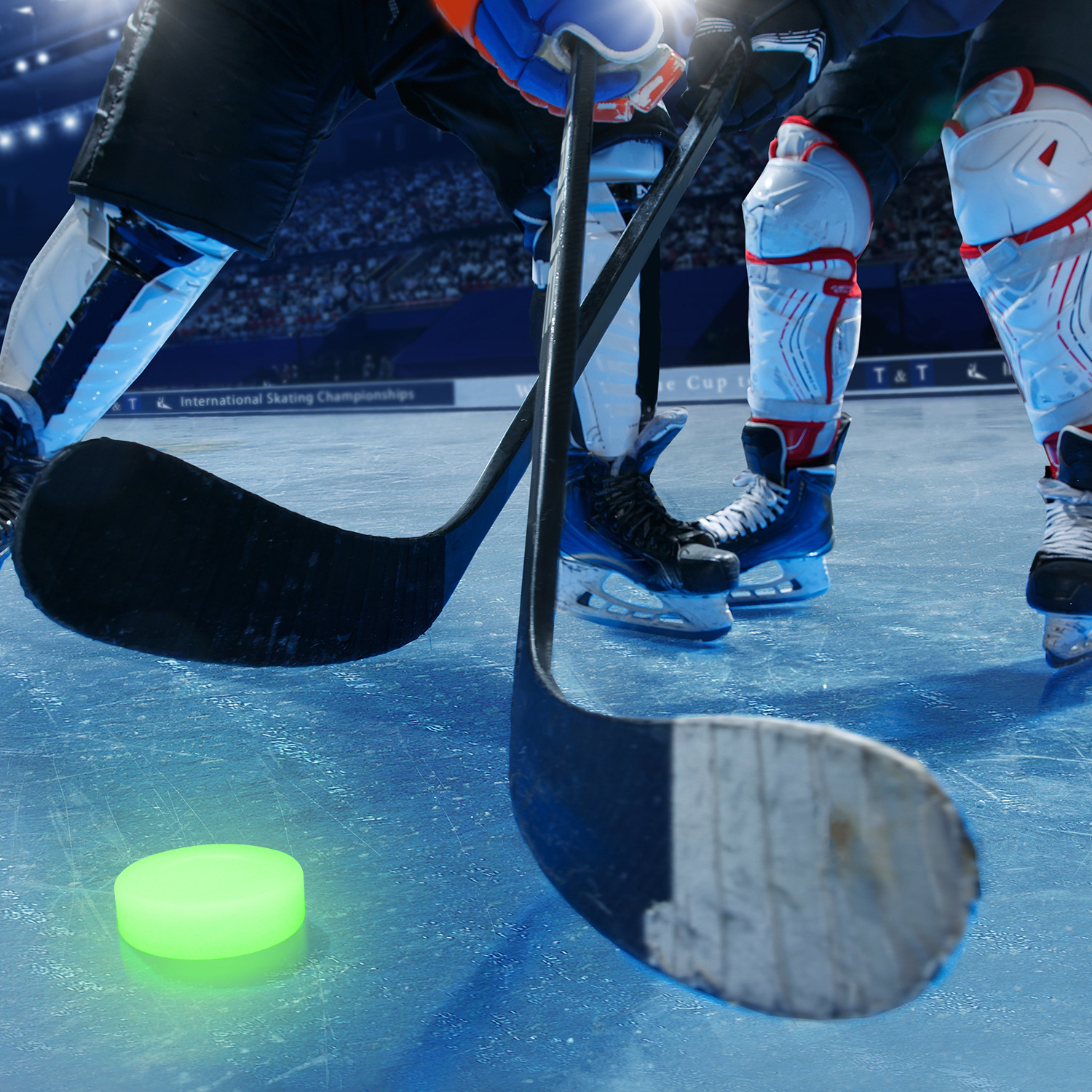 Green Biscuit Dry Ice Ball Pvc Luminous Ice Ball 72mm Hockey Cake Youth Nightclub Ice Practice Ball