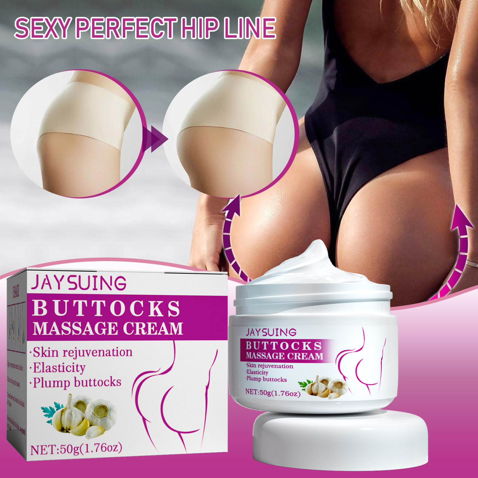 Jaysuing Garlic Hip Cream Tight Lifting Hip Peach Hip Shaping Beauty Hip S Curve Hip Care Cream