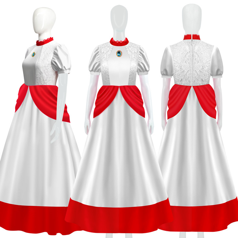 Children's Super Mary cos Suit Mario Brigitte Peach Blossom Peach Princess Pink Dress cosplay Costume