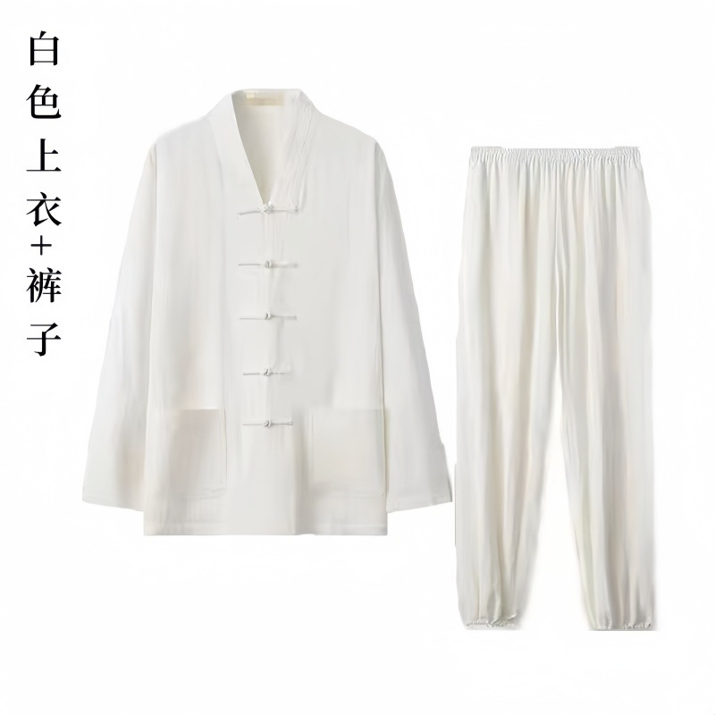 Wudang Summer Taoist Costume Female Taoist Costume Male Taoist Collar Three Treasures Collar Pair-breasted Taoist Robe Training Costume Zen Meditation Hussars Costume