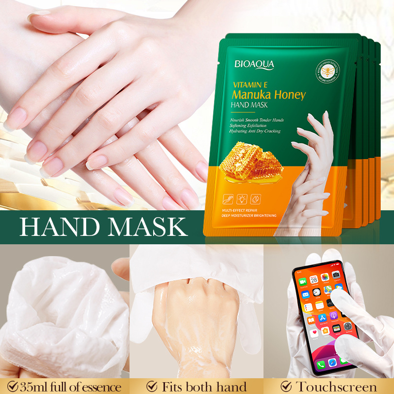 Full English Hand Mask BIOAOUA Vitamin E Manuka Honey Moisturizing Hand Mask Cross-border Foreign Trade