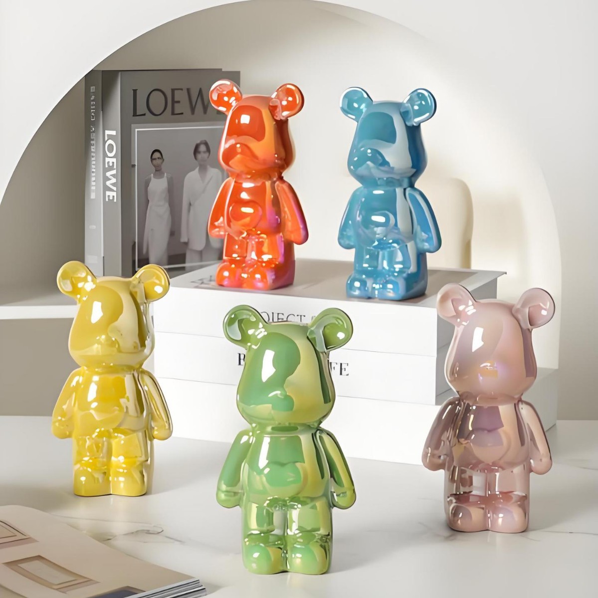 Wholesale Ceramic Violent Bear Ornaments Piggy Bank Living Room Light Luxury High-End Housewarming Decoration Wine Cabinet Ornaments