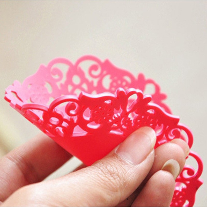 Creative Cut Out Pvc Tea Coaster Insulation Pad Water Cup Round Silicone Pad Candy Color Non-Slip Coffee Coaster