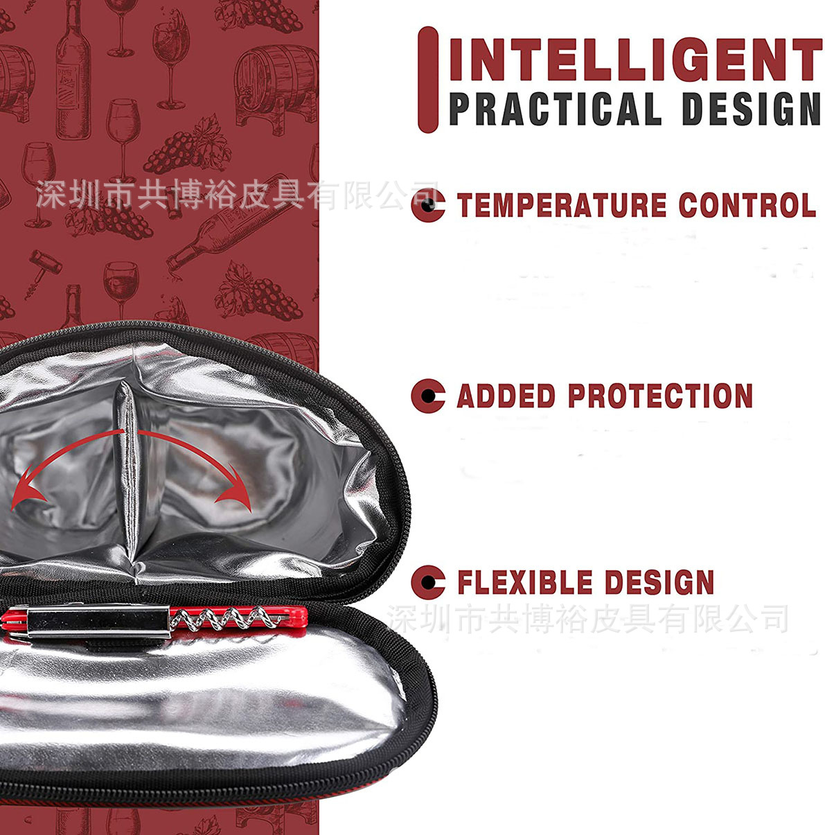 Factory Customized Polyester Twill 2-Pack Red Wine Ice Pack, Thermal Bag, Fruit Protection Bag, Fresh-Keeping Bag, Contrasting Color