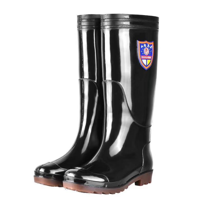 Thickened Rain Boots with Cow Tendon Soles for Men, Non-Slip and Wear-Resistant, Suitable for Construction Sites, Available in High, Medium, and Short Lengths, with Fleece Lining, Waterproof Shoes for Men