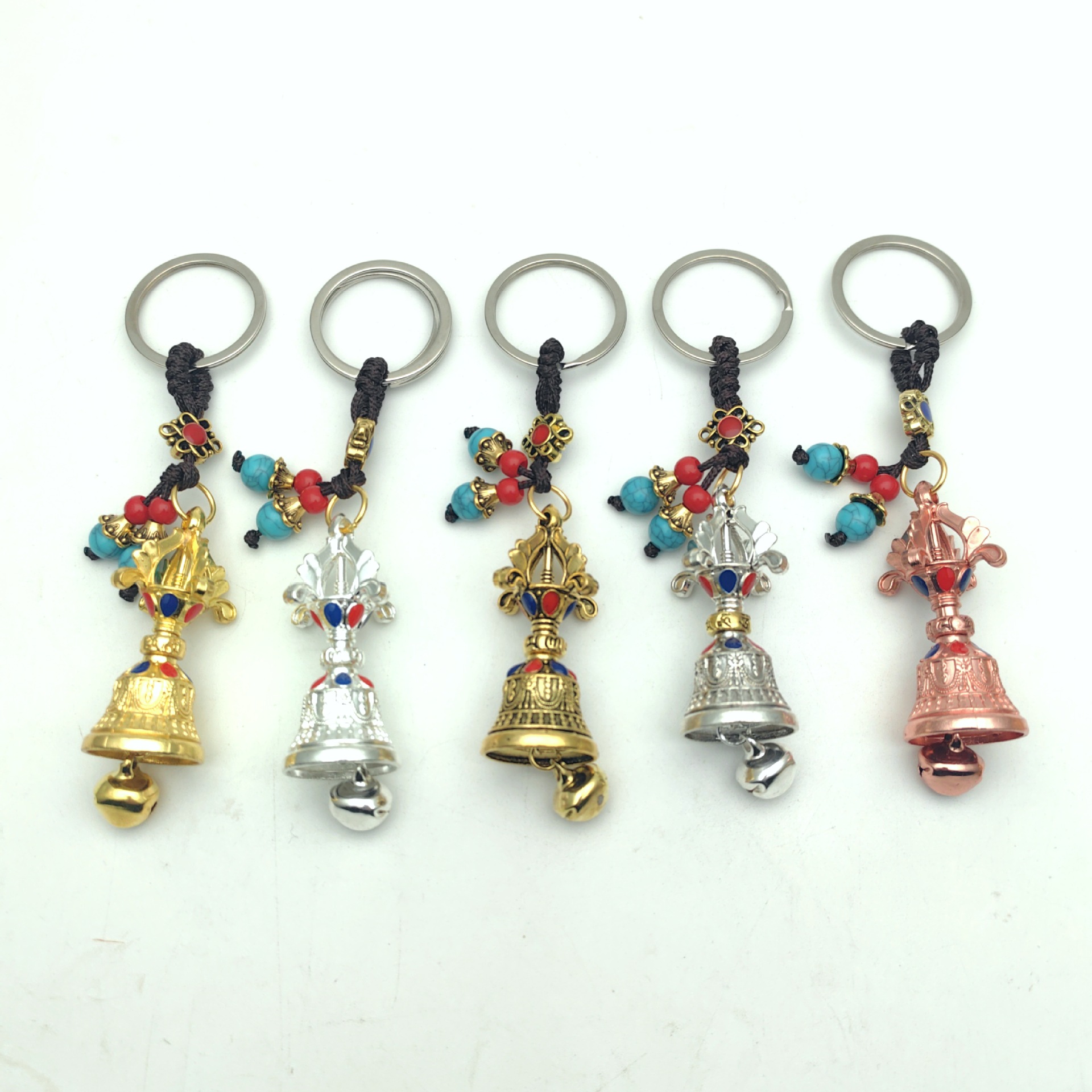 Xizang Jewelry Alloy Two-Color Vajra Bell Pendant Six-Character Mantra Car Hanging Jewelry Bag Hanging Jewelry