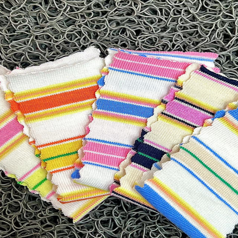 Pure cotton color striped 32s yarn-dyed knitted T-shirt fabric fashion children's clothing women's clothing striped fabric