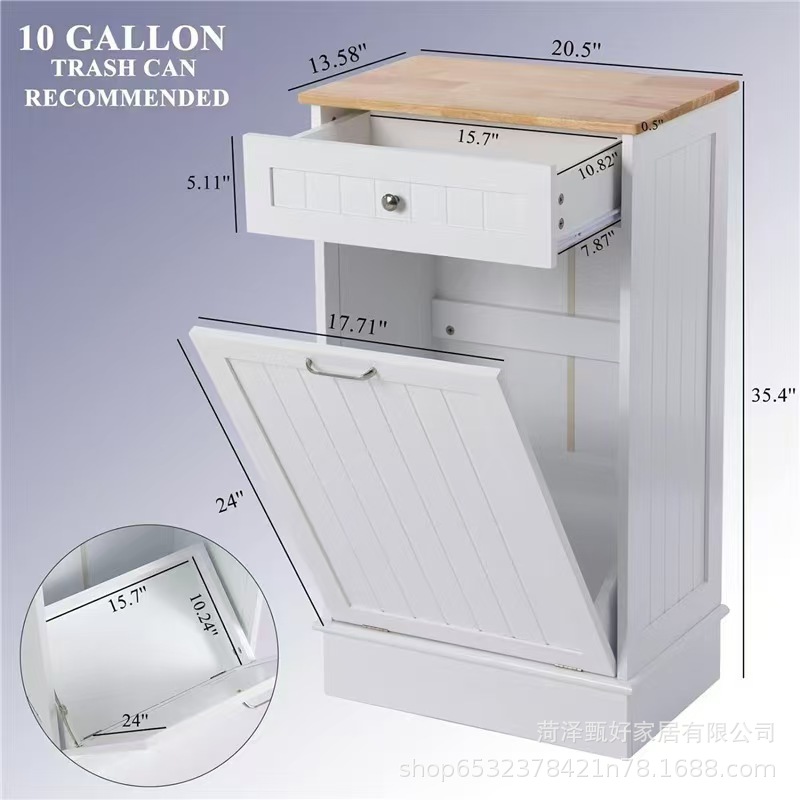 Simple Wooden Hidden Kitchen Trash Can Cabinet, Inclined Trash Cabinet, Bathroom Towel Trash Wooden Storage Cabinet