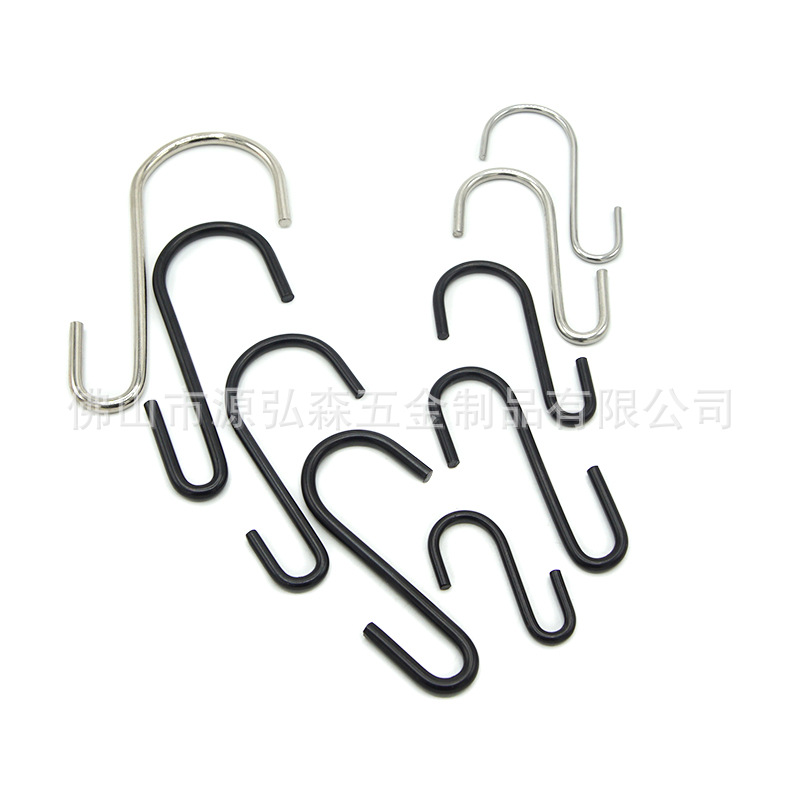 Storage Rack Hook Stainless Steel Household S-shaped Hook Square Tube Bedroom Accessories Kitchen Bathroom Small Hook Flat Steel Card Hook