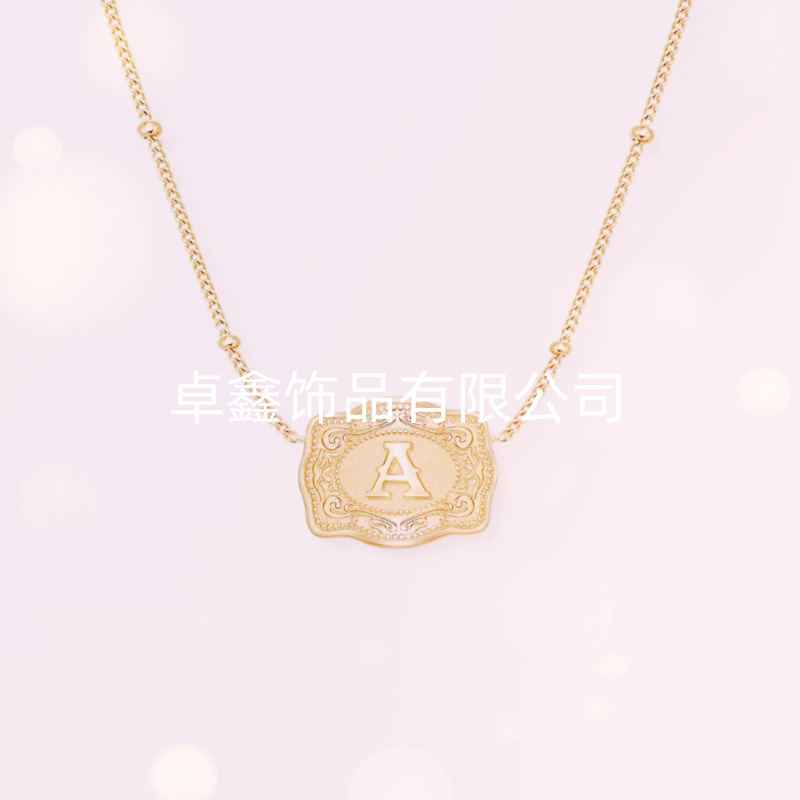 Cross-border explosions 26 English letters belt buckle necklace new embossed copper necklace belt buckle in stock on the same day