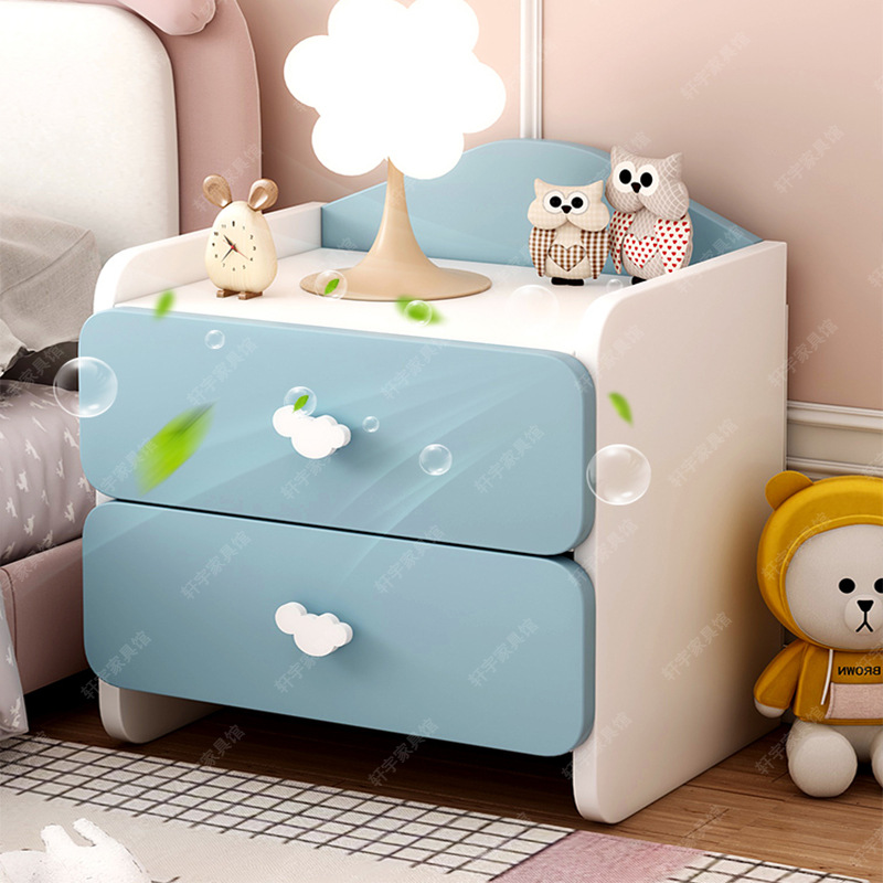 Creative Floor-Standing Small Children's Bedside Table for Boys and Girls, Cute Cream Style Small Mini Bedside Table