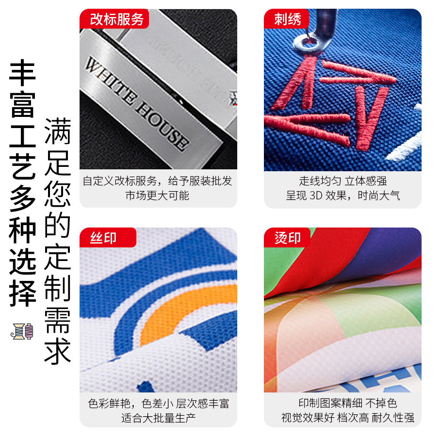 Cotton lapel polo shirt customized printed long short-sleeved lapel work clothes embroidered corporate party Cultural shirt customized