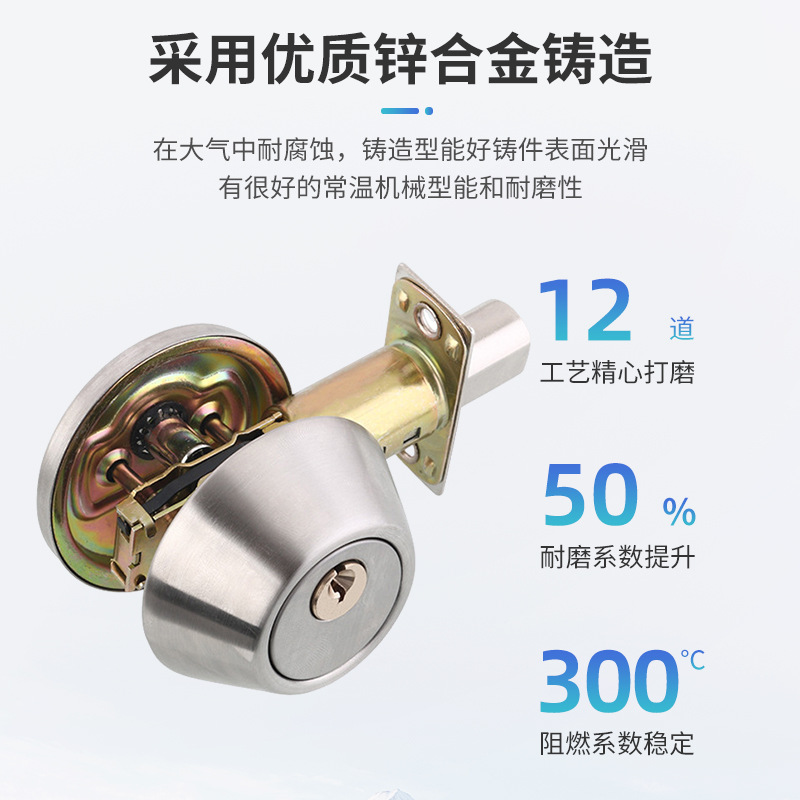 Manufacturer Stainless Steel Door Lock Integrated Lock Bedroom Simple Round Glass Door Lock Home Indoor Safety Anti-Theft Lock