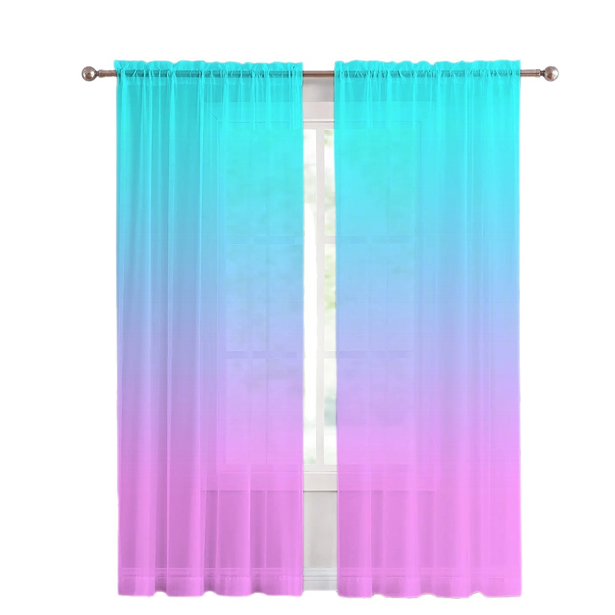 Support Jit Shipping, Cross-Border Exclusive Factory Direct Sales, Gradient Yarn Popular Style, Digital Printing Processing Curtains and Window Screens