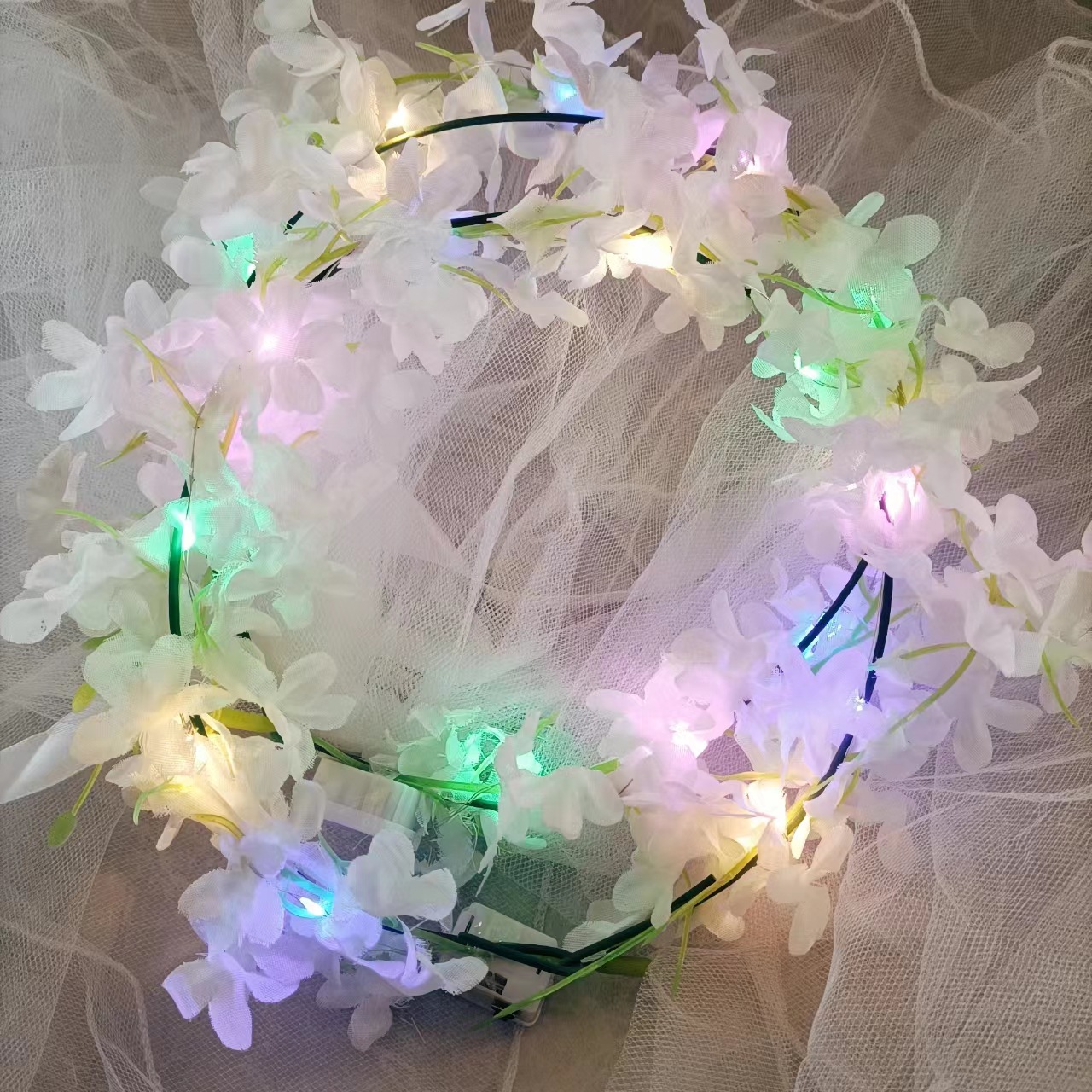 New Mori cross-border Hawaiian luminous colorful garland hair accessories super fairy headband out of scenic spots photo wholesale