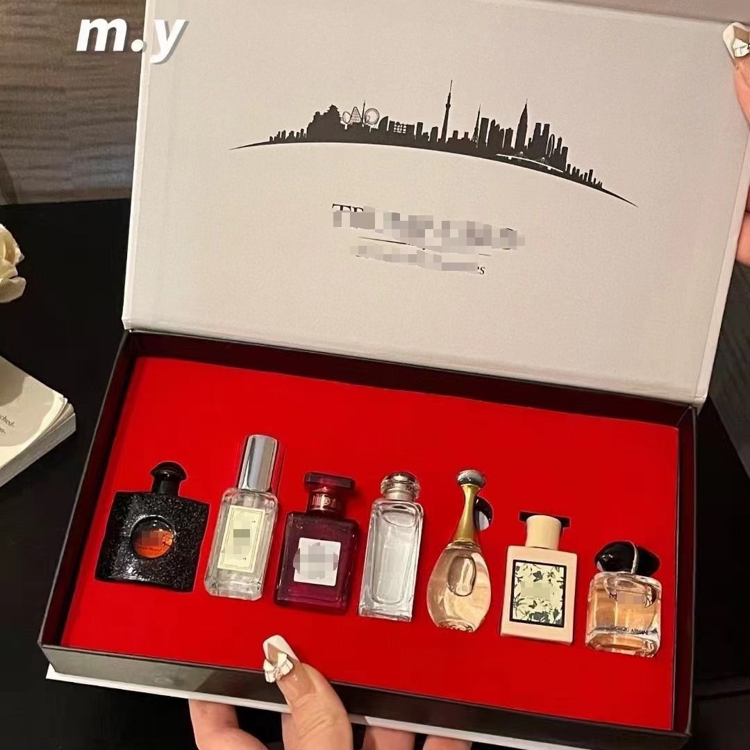 Big Brand Perfume Set, Seven-Piece Set, Long-Lasting Light Fragrance Set, Gift Box, Birthday and Christmas Gift, Souvenir Gift