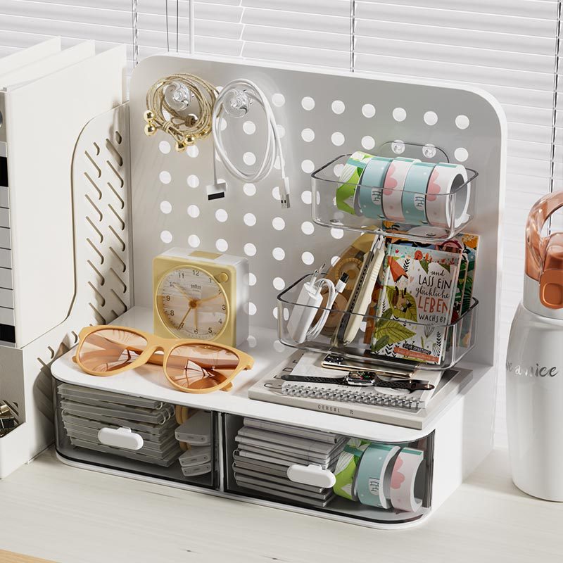 Perforated Board Desktop Vertical Storage Rack Cream Style Bedroom Home Dormitory Study Table Organization Student Desk Storage