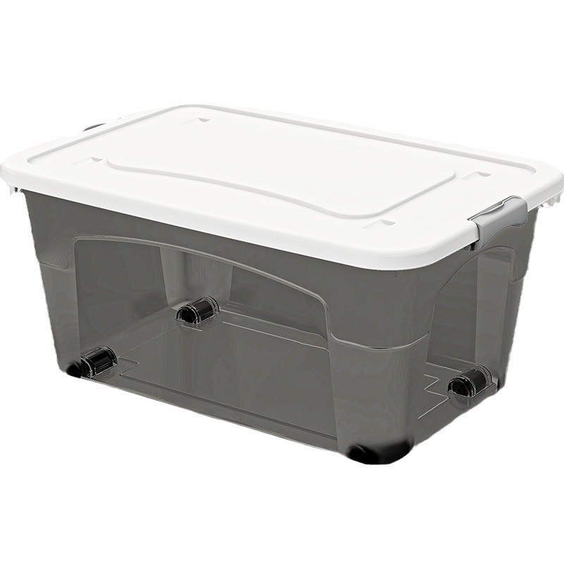 Cross-Border Transparent Black Storage Box Backup Storage Box Household Miscellaneous Storage Box Extra Large Plastic Storage Box