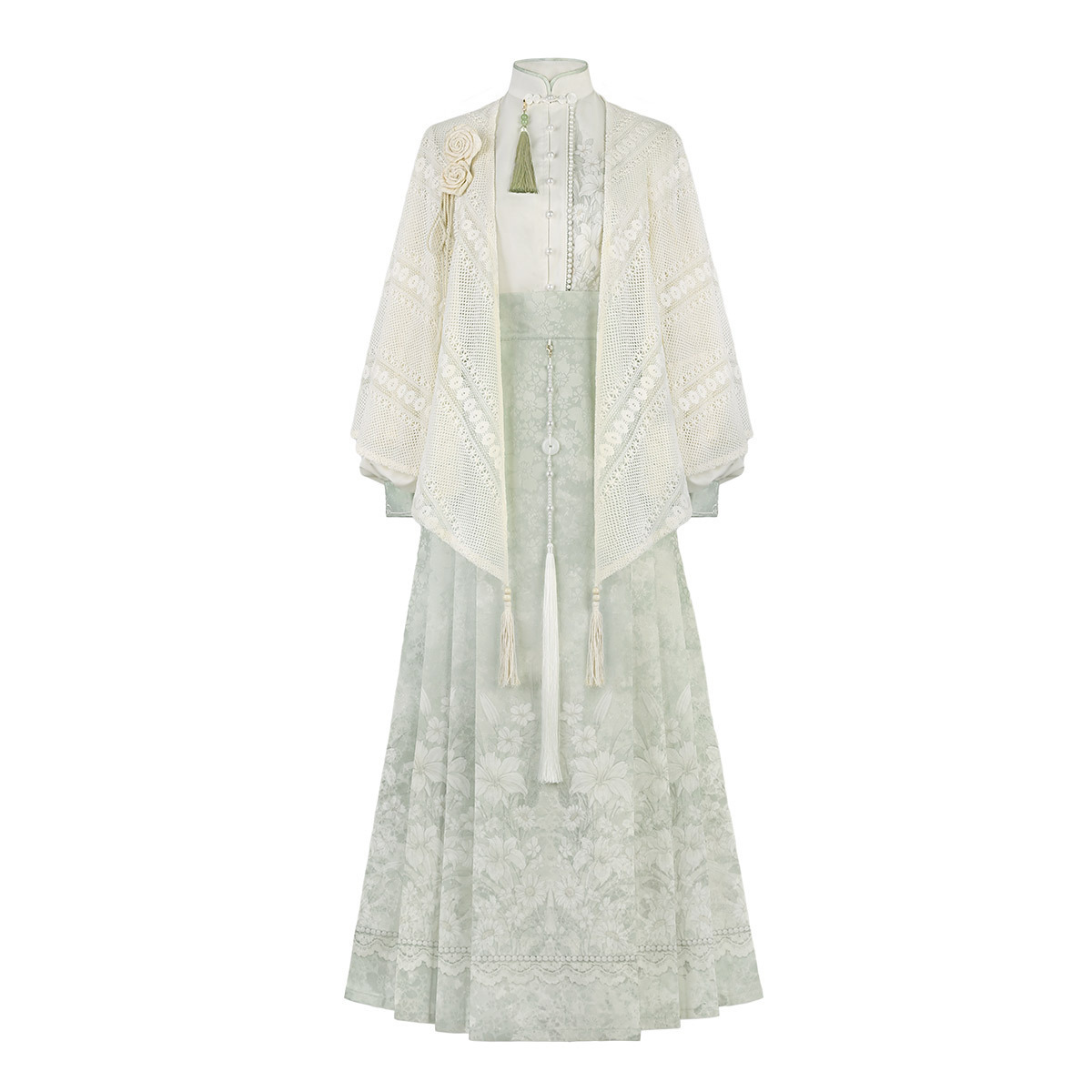 Original and Poetry Han Clothing Women's Chinese Style Improved Han Element Shirt Shawl overskirt suit 8923