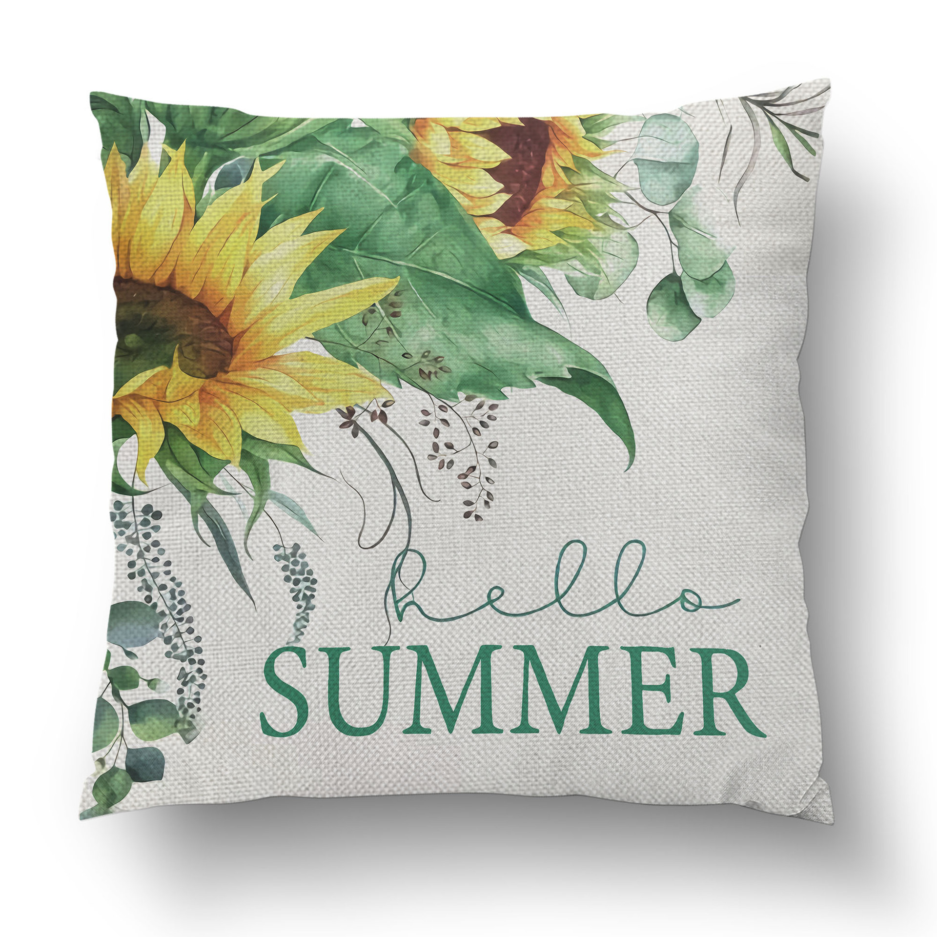 Spring Plant Flower Pattern Printed Linen Pillow Case Home Ambience Decorative Sofa Cushion Cover Car Seat