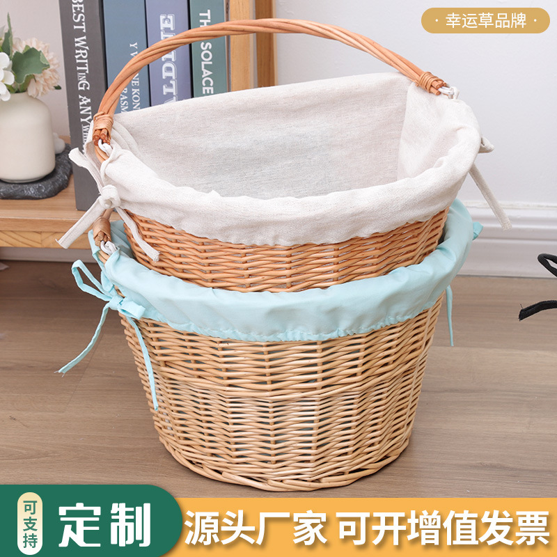 Плоская плетеная корзина для овощей, ручная корзина для хранения, корзина для взрослого велосипеда, переносная корзина для покупок