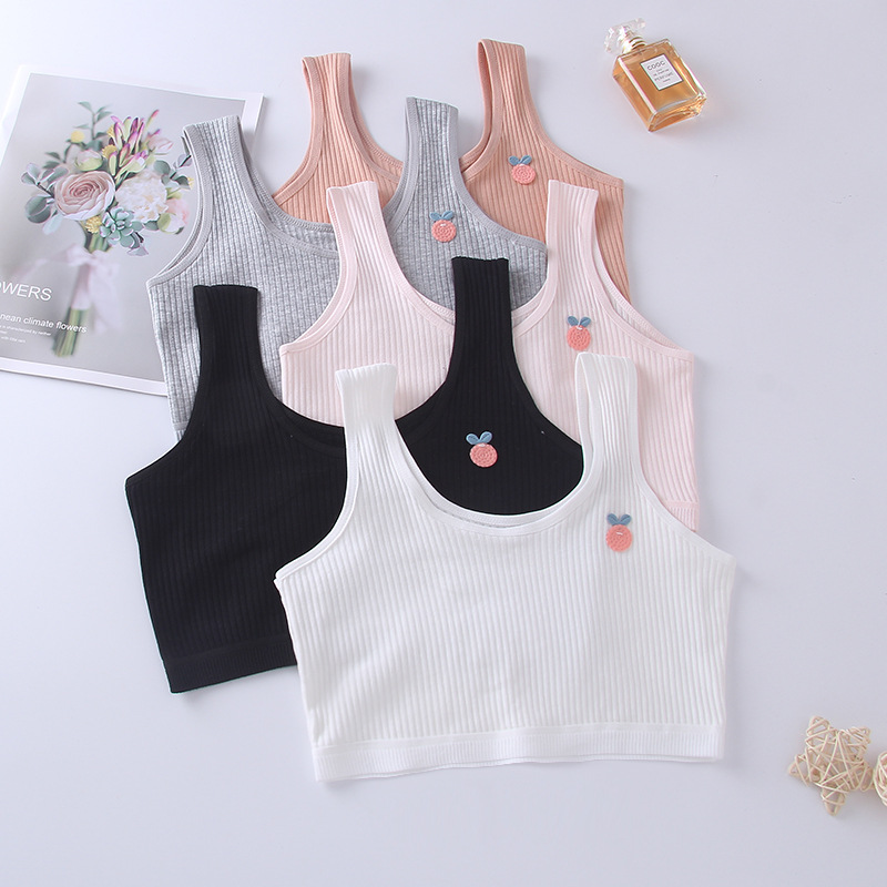 [в наличии и быстрая доставка] двойная майка средней длины для девочек 8-15 лет, хлопковое нижнее белье для начальной и средней школы