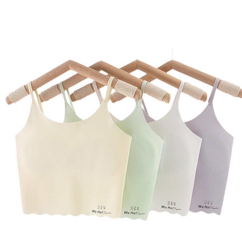 New Developmental Small Back Mid-long Thin Shoulder Strap Fixed Thin Cup Anti-bump Student Children's Skin-friendly Bra