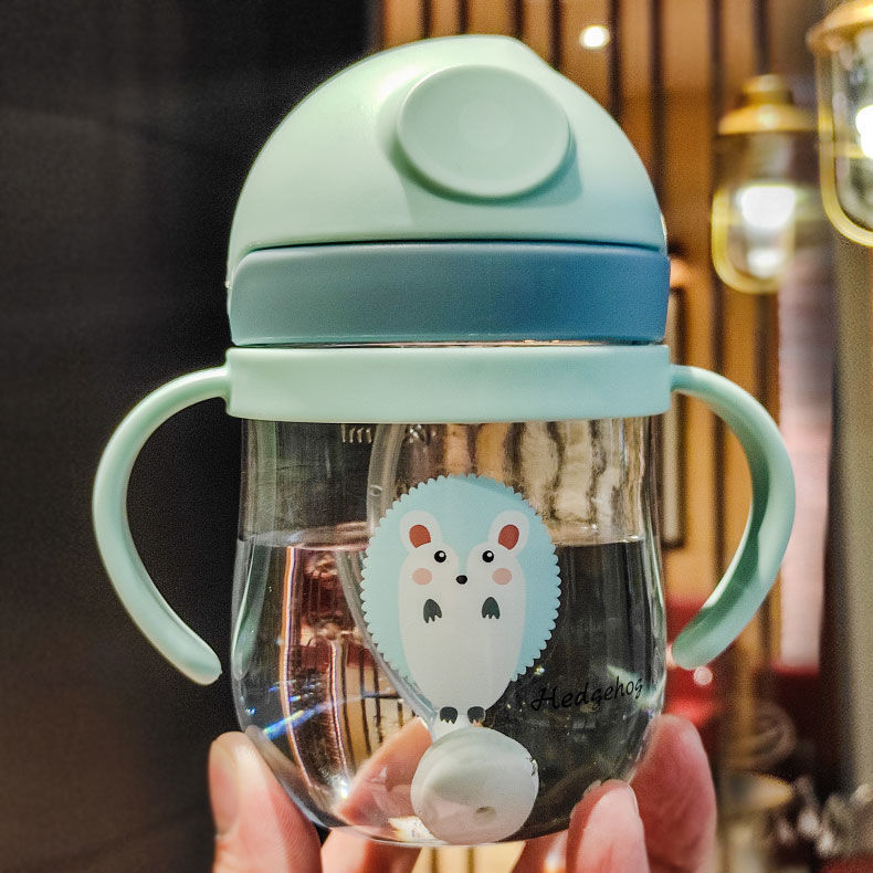 2021 straw children's water Cup infant handle drinking cup with gravity ball PC material plastic water Cup