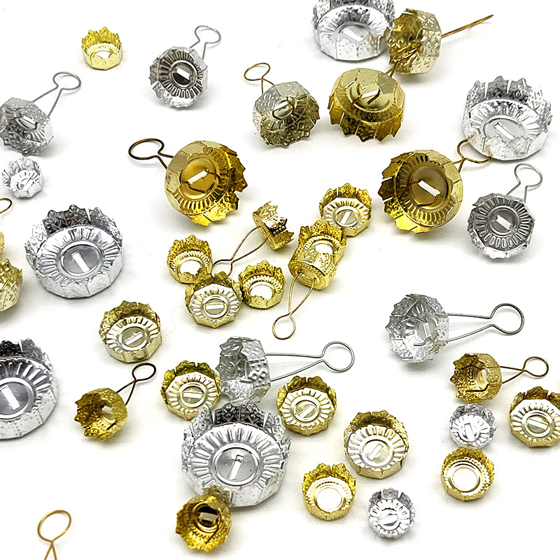 Manufacturers produce Christmas ball cap cover electroplated gold glass ball aluminum cover Christmas tree accessories hanging cover ball cover