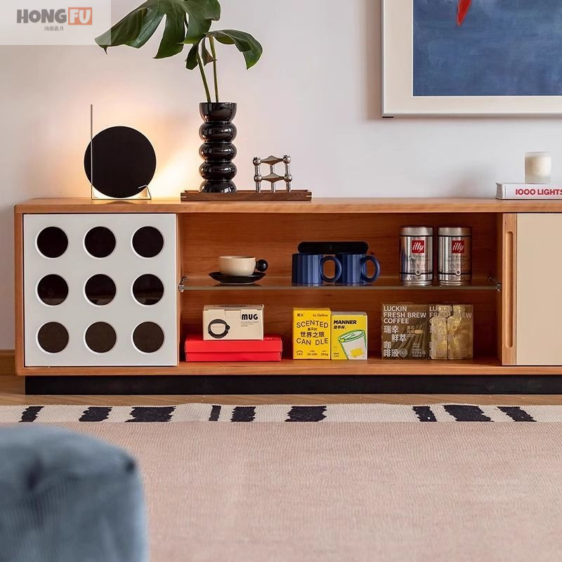 2025 New Solid Wood Tv Cabinet, Antique Style Small Apartment Living Room Tv Cabinet, Retro Floor-Standing Storage Cabinet