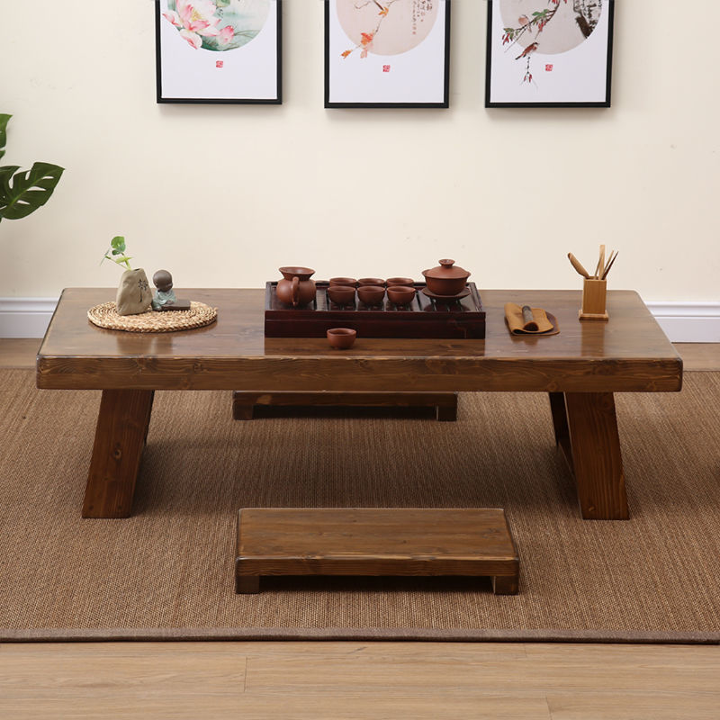 Tatami Japanese-Style Tea Table Bay Window Small Coffee Table Solid Wood Kang Table Tea Drinking Table Sitting Floor Zen Low Table Tea Making Long Table