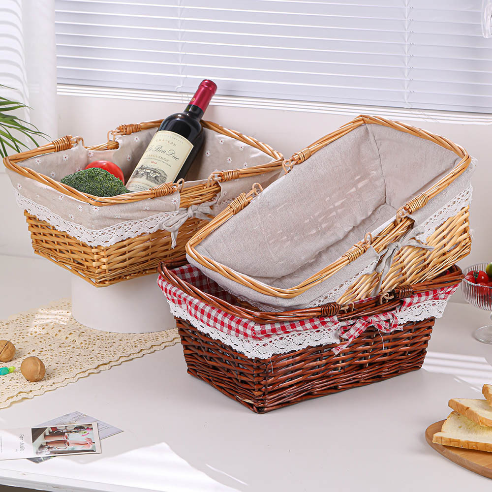 Preferred Rectangular Bread Fruit Snacks Rattan Fruit Basket Home Storage Wholesale